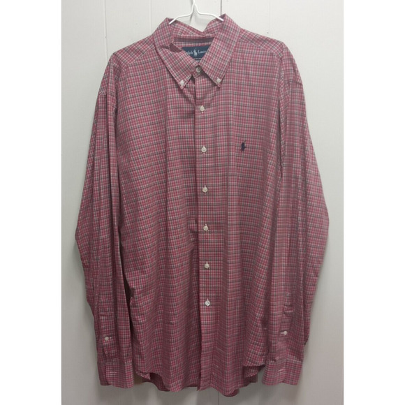 Ralph Lauren Classic Fit Men's Red Plaid Button Shirt (Size XL) 100% Cotton - Picture 1 of 16